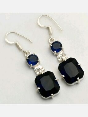 Tanzanite Gemstone 925 Sterling Silver Handmade Drop Dangle Earrings